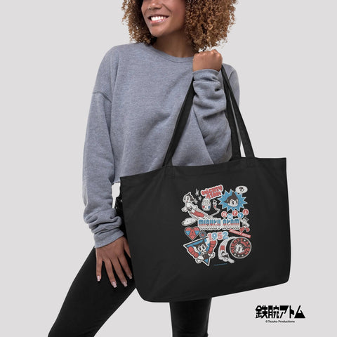 Large organic tote bag [ATM] STICKERS ATOM