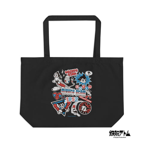 Large organic tote bag [ATM] STICKERS ATOM