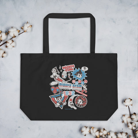 Large organic tote bag [ATM] STICKERS ATOM