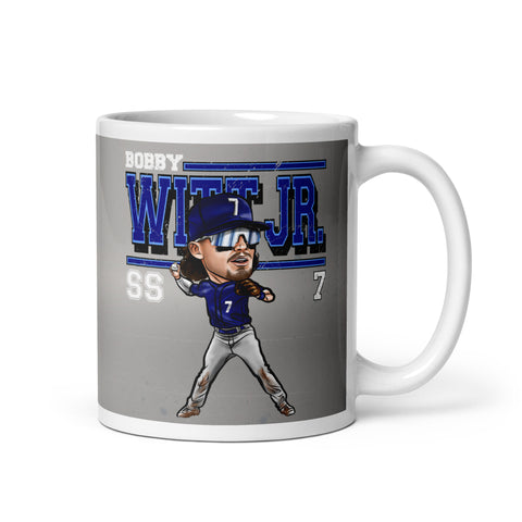 White glossy mug [500L] Bobby Witt Jr. Kansas City Cartoon
